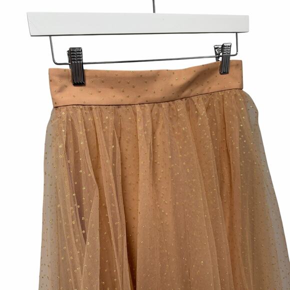 NWT Zimmermann Tulle Midi Skirt Nude Gold Metallic Dot Print Womens AU 0 / US 4 - Picture 4 of 9